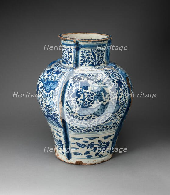 Jar Depicting Figure in an Exotic Landscape, 1675/1750. Creator: Unknown.