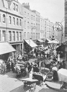 A market in Little Earl Street, looking east, East London. Artist: Unknown