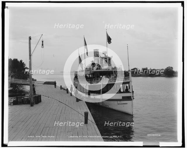 Str. New Island Wanderer landing at the Frontenac, Round Island, N.Y., between 1890 and 1901. Creator: Unknown.