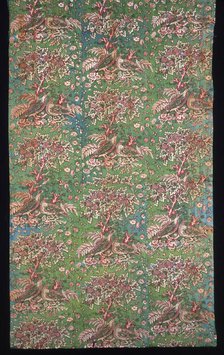 Plum Trees and Pheasants (Furnishing Fabric), England, c. 1830/40. Creator: Bannister Hall Print Works.