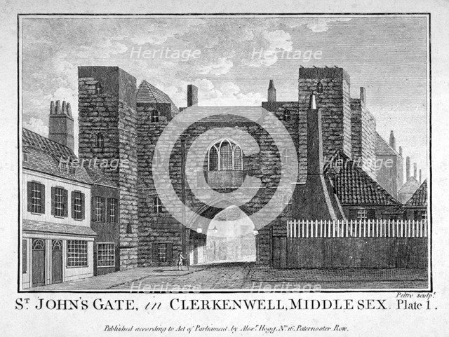 View of St John's Gate, Clerkenwell, London, c1790. Artist: John Peltro