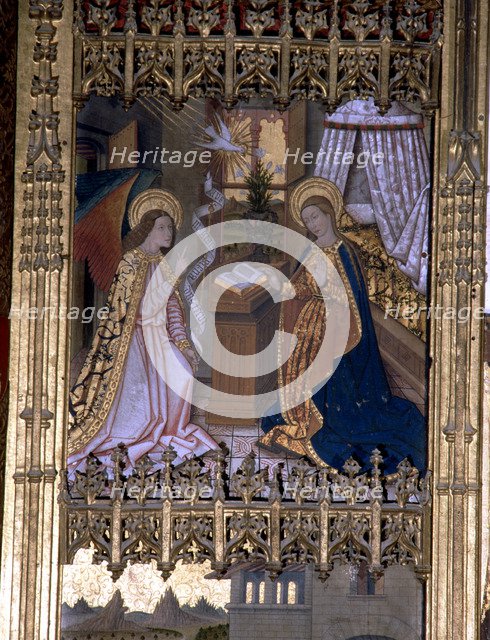  'The Annunciation', table of the altarpiece of the Chapel of the Pieta, by Francesc Solives.