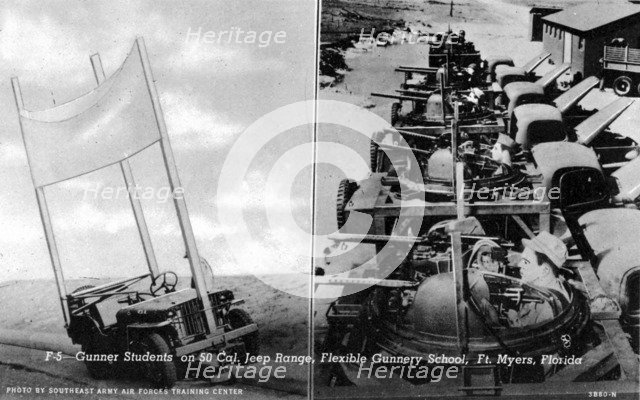 Gunnery students on the 50 cal Jeep Range, Flexible Gunnery School, Fort Myers, Florida, USA, 1943. Artist: Southeast Army Air Forces Training Center