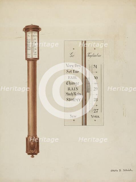 Shaker Barometer, c. 1937. Creator: Alois E. Ulrich.
