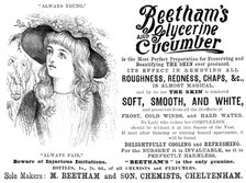 Advertisement for Beetham’s Glycerine and Cucumber, 1890. Creator: Unknown.