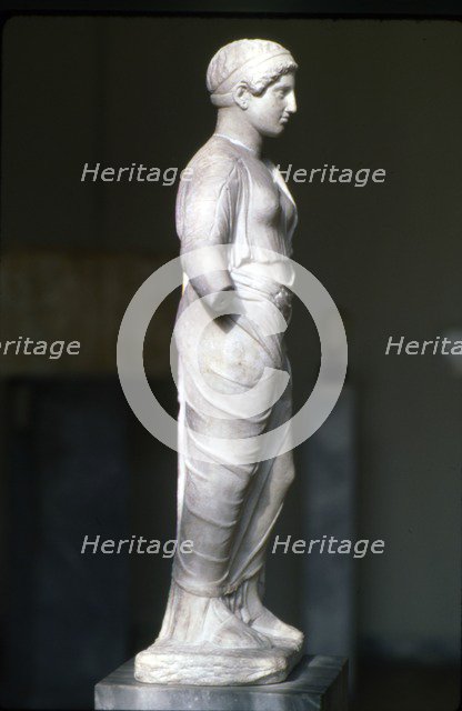 Kore, Persephone wearin Ionaian Chiton and Himation Attic Sculpture, c420 BC Artist: Unknown.