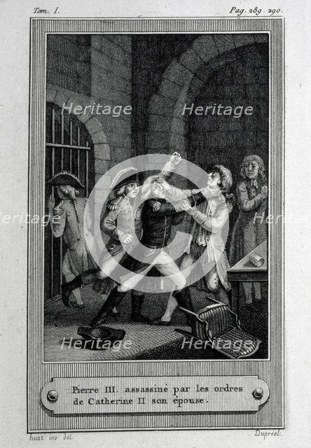 The Assassination of Emperor of Russia Peter III Fyodorovich on 17 July 1762. Artist: French master  