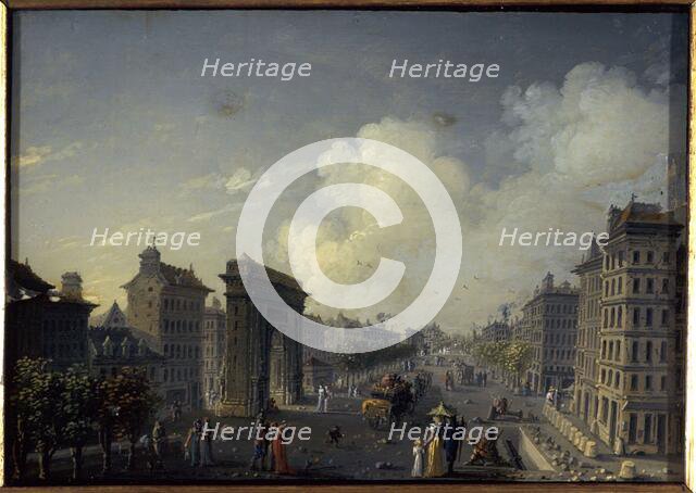 Porte Saint-Denis and the boulevard, current 10th arrondissement, between 1801 and 1850. Creator: Jean Francois Lebelle.