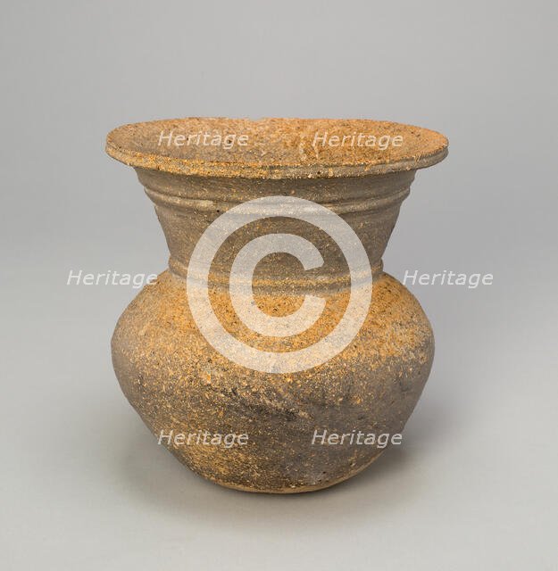 Globular Jar with Trumpet-Shaped Mouth, Korea, Three Kingdoms period..., 5th/6th century. Creator: Unknown.