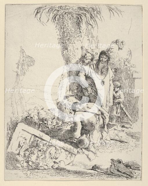 Shepherd with Two Magicians, from the Scherzi, ca. 1743-57. Creator: Giovanni Battista Tiepolo.