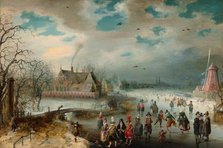 Skating on the Frozen Amstel River, 1611. Creator: Adam van Breen.