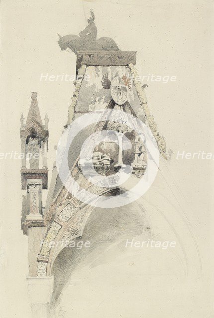 Study of the North Gable of the Tomb of Mastino II della Scala, Verona, probably June 1852. Artist: John Ruskin.