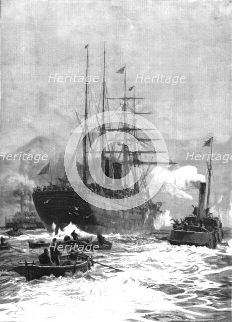''Off to the Antipodes--A "P and O" Steamer going down the Thames', 1888. Creator: Unknown.