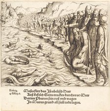 Moses Closing the Red Sea, 1548. Creator: Augustin Hirschvogel.