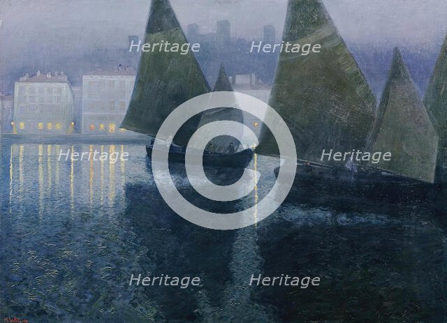 Moonlit night in an Istrian port, 1901. Creator: Hans Wilt.