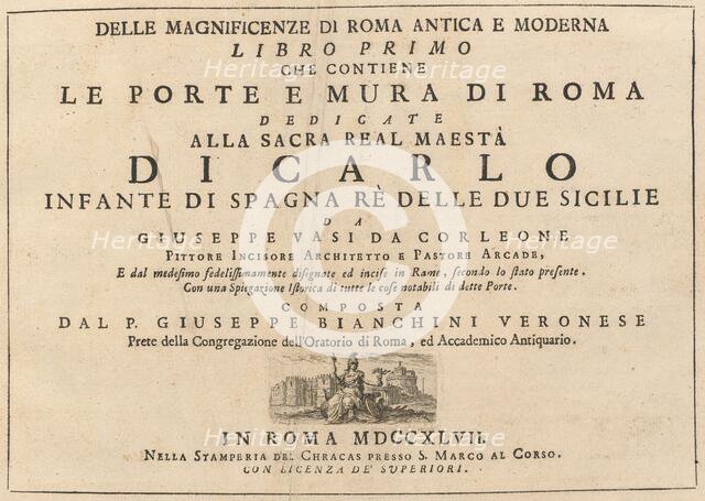 Delle Magnificenze di Roma Antica e Moderna (vol. 1), published 1747-1761. Creator: Giuseppe Vasi.