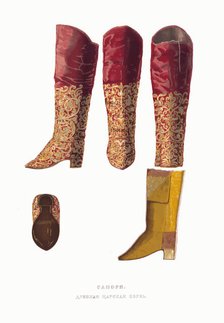 Tsar boot. From the Antiquities of the Russian State, 1849-1853. Creator: Solntsev, Fyodor Grigoryevich (1801-1892).