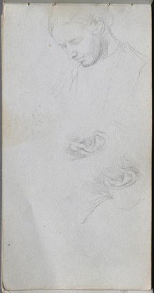 Sketchbook, page 96: Study of a Face, ears. Creator: Ernest Meissonier (French, 1815-1891).