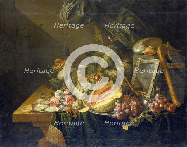 Still life with Copulating Sparrows, 1657. Creator: Cornelis de Heem.