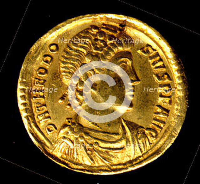 Gold Solidus of Theodosius I (379-95), Byzantine, 379-395. Creator: Unknown.