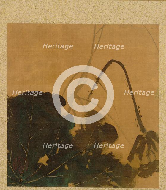 Leaf from Album of Seasonal Themes: Brush, Holder, and Leaves, 1847. Creator: Shibata Zeshin (Japanese, 1807-1891).