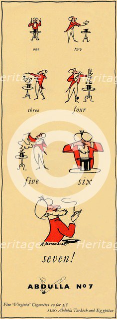 'One, two, three, four, five, six, seven - Abdulla No7', 1947. Artist: Unknown.