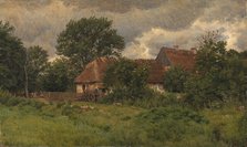 Old outbuildings at a manor house, 1877. Creator: Niels Skovgaard.