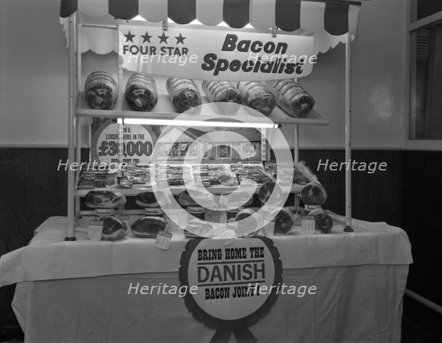 Danish Bacon pre packed meat display, Kilnhurst, South Yorkshire, 1963. Artist: Michael Walters