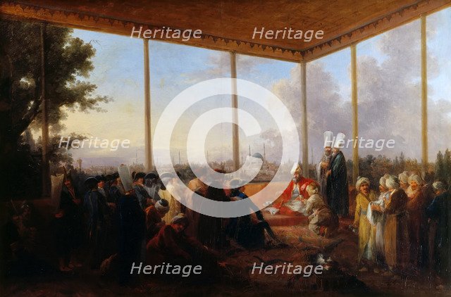 Audience Given in Constantinople by the Grand Vizier Aimali Carac for Francois-Emmanuel Guignard, Co Artist: Casanova, Francesco Giuseppe (1727-1802)