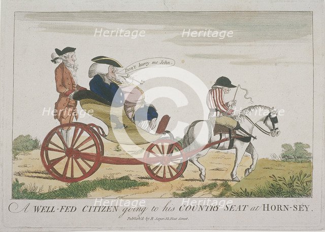 'A Well-Fed Citizen going to his Country Seat at Hornsey', 1773. Artist: Anon