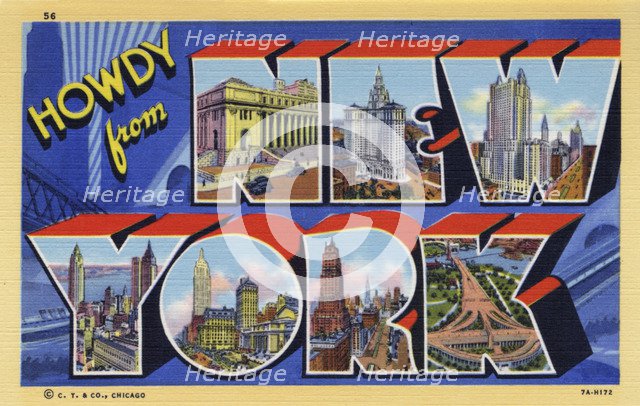 'Howdy from New York', postcard, 1937. Artist: Unknown