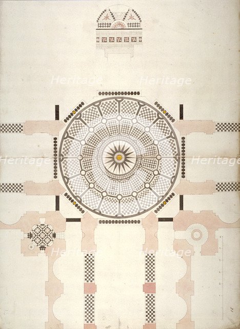 Pavement under the cupola of St Paul's Cathedral, London, c1820. Artist: Anon