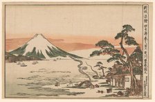 Newly Published Perspective Picture of Mount Fuji in Spring from Tagonoura (Shinpan...c. 1772/89. Creator: Utagawa Toyoharu.