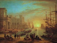 Seaport at sunset, 1639. Artist: Claude Lorrain