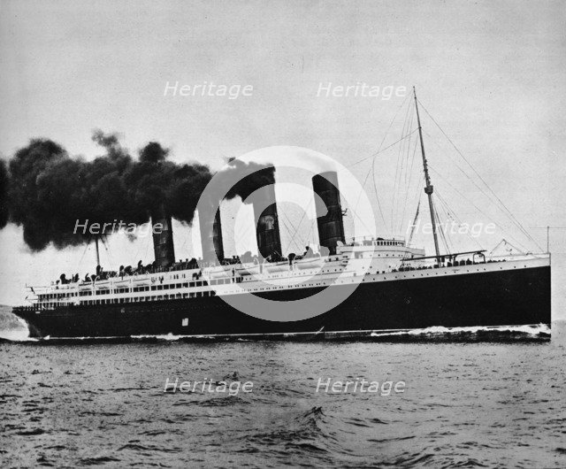 'The Lusitania at full speed', 1915. Artist: Unknown.