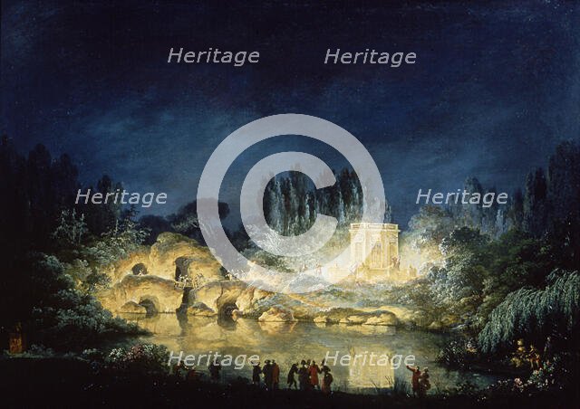 Illumination of the Rock and Belvedere at the Petit Trianon on August 3, 1781 , 1781. Creator: Châtelet, Claude-Louis (1753-1795).
