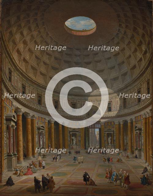 Interior of the Pantheon, Rome, 1747. Creator: Giovanni Paolo Panini (Italian, 1691-1765).