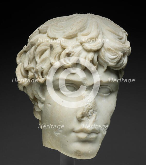 Fragment of a Portrait Head of Antinous, 130-138. Creator: Unknown.