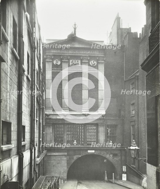 Rear entrance to the Royal Society of Arts, Westminster, London, 1936. Artist: Unknown.