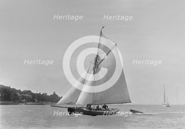The 9 ton auxilary cutter 'Grayling', 1921. Creator: Kirk & Sons of Cowes.
