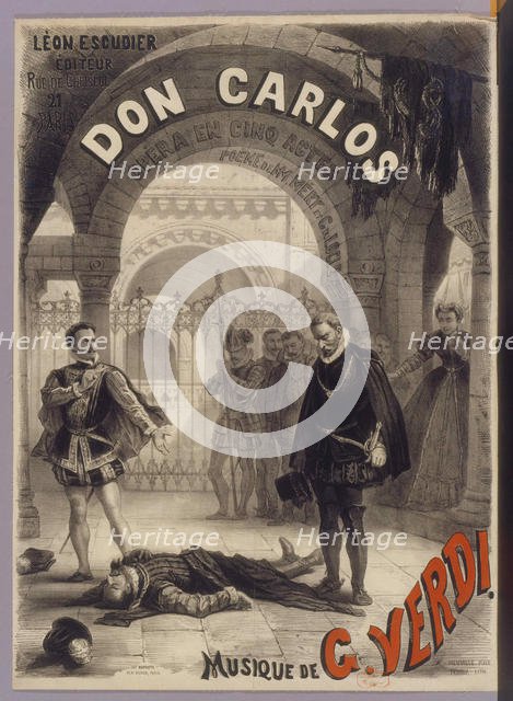 Poster for the Opera Don Carlos by Giuseppe Verdi, 1867. Creator: Neuville, Alphonse Marie, de (1835-1885).