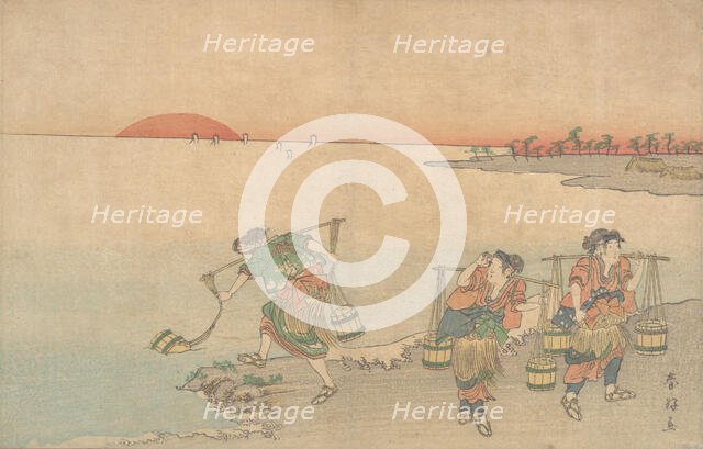 Three Water Carriers at the Shore, late 18th century. Creator: Katsukawa Shunko.