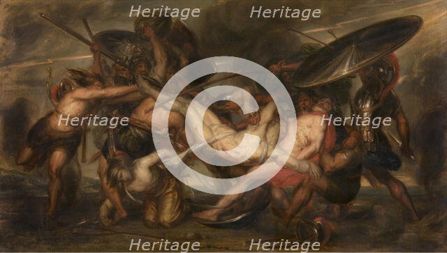 The Greeks and the Trojans Fighting over the Body of Patroclus. Creator: Antoine Joseph Wiertz.