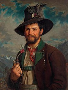 Tyrolean farmer in Stubai traditional costume, 1881. Creator: August Pezzey the Elder.