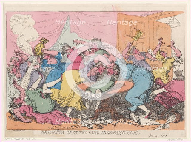 Breaking Up of the Blue Stocking Club, March 1, 1815., March 1, 1815. Creator: Thomas Rowlandson.