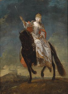 Maria Theresia as Queen of Hungary on the crowning hill of Pressburg, Mid of the 18th cen.. Artist: Anonymous  