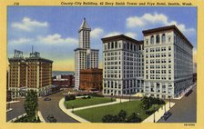 County-City Building, Smith Tower and Frye Hotel, Seattle, Washington, USA, 1942. Artist: Unknown