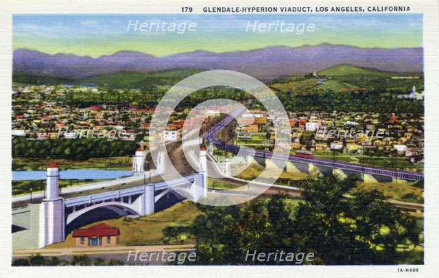 Glendale-Hyperion Viaduct, Los Angeles, California, USA, 1931. Artist: Unknown