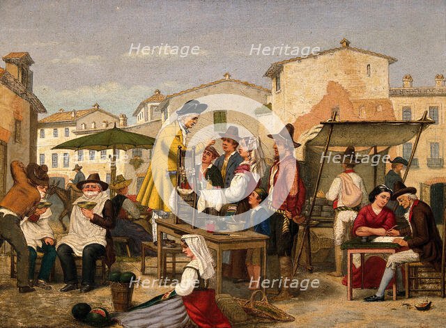 Street traders in a market square. Creator: G. S..