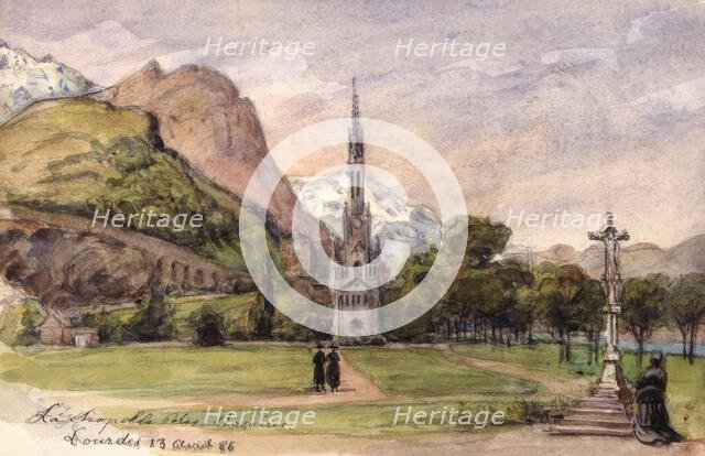 "La chapelle des Rosaires. Lourdes April 13, 86", 1886.  Creator: Fritz von Dardel.